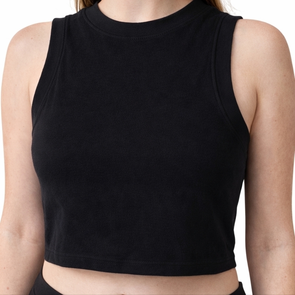 SKIMS Womens Sleeveless Velour Crop Top Shirt Black Small NWOT